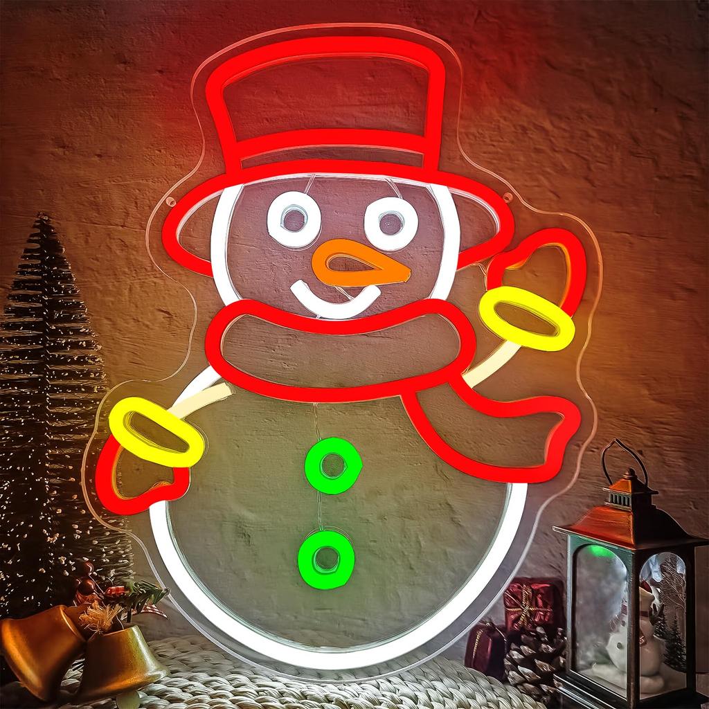 Christmas Neon Snowman Sign Snowman Neon Christmas Sign Dimmable Christmas Led Sign for Party Decor Presents