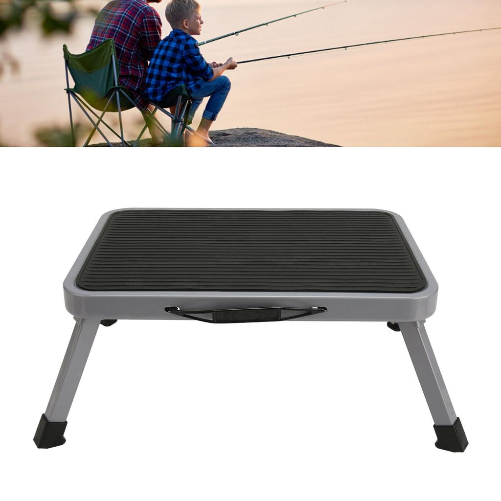 Folding Step Stool Lightweight Heavy Duty Sturdy Alloy Thick Rubber Feet Handle 1 Step Ladder Stool for Kids Adults