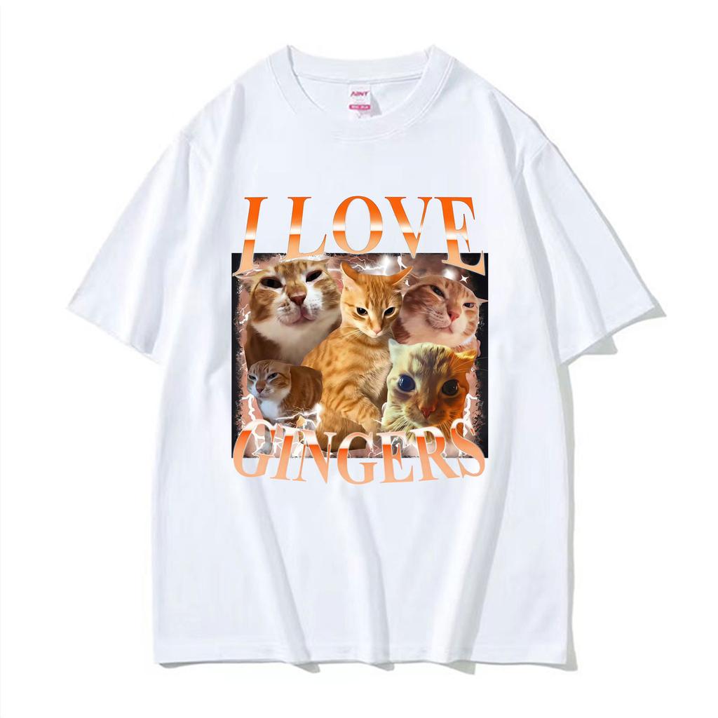 I Love Gingers Orange Cat Vintage 90s Graphic T Shirt Unisex Unisex Clothing Fashion Comfort Short Sleeves Loose Tshirts Streetwear