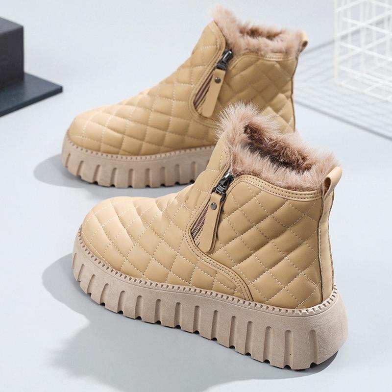 Осенние и зимние зимние ботинки с плюшевыми хлебными ботинками, толстые подошвы для увеличения роста, короткие зимние ботинки из хлопка, теплая хлопковая обувь
