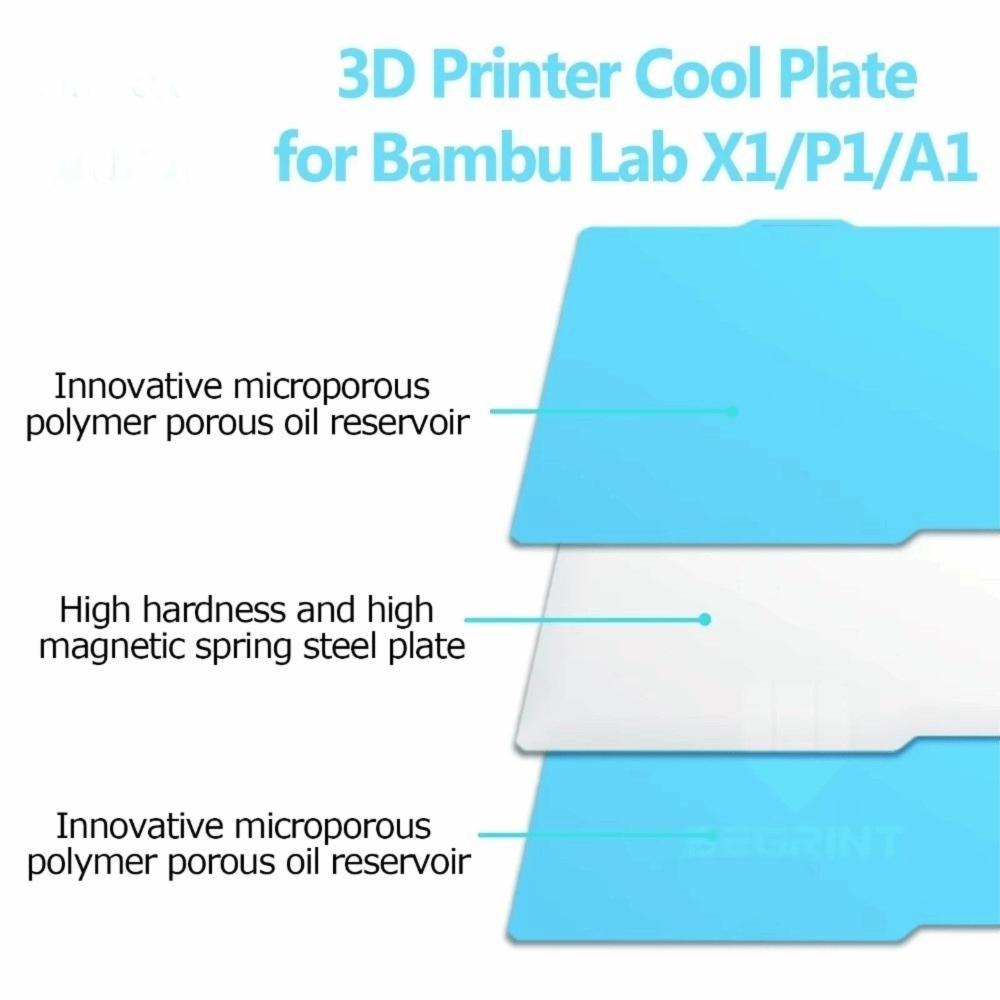 1PCS 257x257mm Glacier Build Plate for Bambu Lab X1C/X1E/P1P/P1S/A1/P2S/X2D Anycubic Kobra S1/S1C
