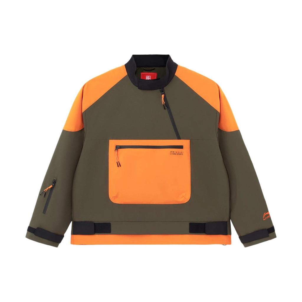 Li Ning Color Block свободная повседневная спортивная куртка мужская куртка темно-оливково-зеленого цвета AFDS231-2