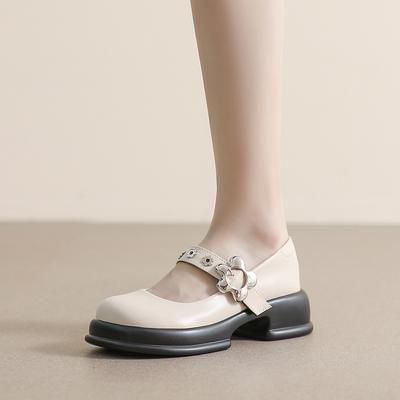Туфли Мэри Джейн на платформе женские 2025 года новые туфли с круглым носком французские ретро туфли в стиле колледж с толстым каблуком женские туфли большого размера