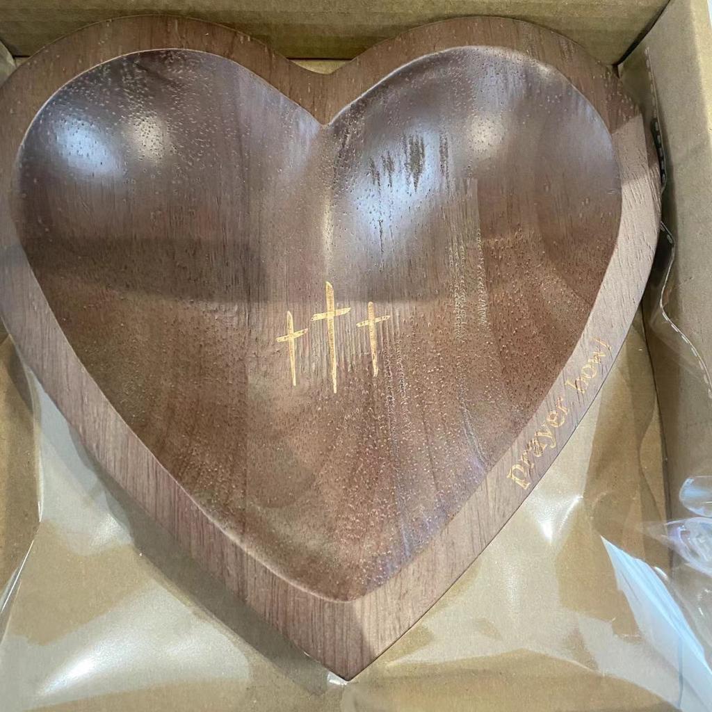 Новая молитвенная чаша в форме сердца, деревянная религиозная чаша с распятием, деревенский домашний центральный элемент, декоративная тарелка с фруктами, кухонная посуда, религиозный подарок