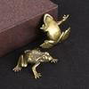 Solid Brass Toad Figurines Miniatures Tea Pet Table Toy Ornament Decoration Crafts Accessories Lucky Copper Animal Statues Decor