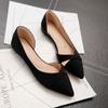 Comfortable and Versatile Pointed Toe Shallow Black Suede Work Shoes Soft-soled Loafers Office Flat-soled Women's Shoes