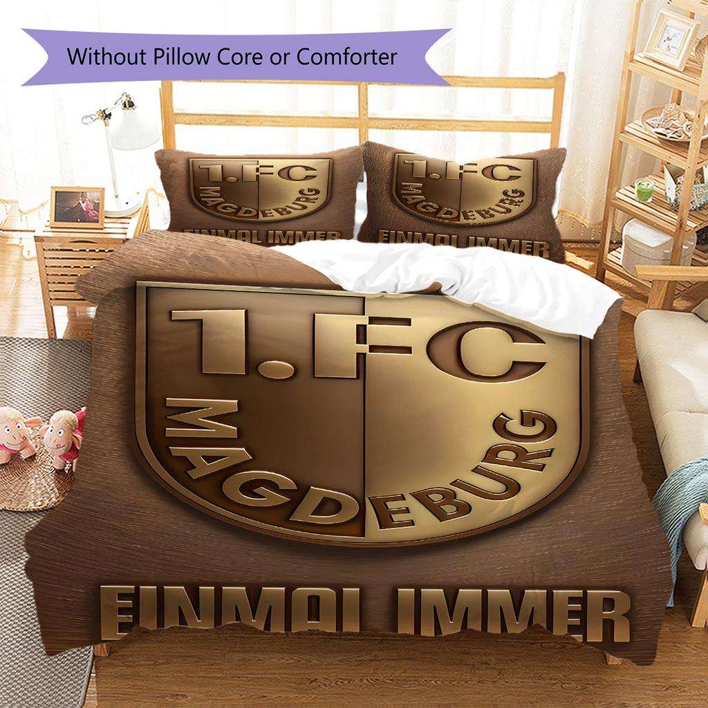 1. FC Magdeburg Pattern Bedding,Quilt Set Quilt Cover Pillowcase Home Birthday Gift (1 * duvet cover + 2 * pillowcase, without core)