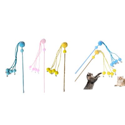 Интерактивная игрушка-палочка для кошек, милая палочка с кисточкой и маленькими колокольчиками, искусственная красочная игрушка-дразнилка для игры кошек, игрушка для погони