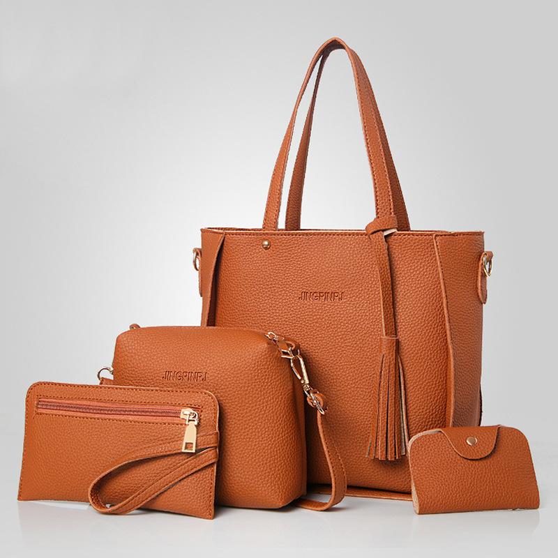 Новая сумка для мамы и ребенка с узором личи, набор из четырех предметов, сумка-ведро, сумка на плечо с бахромой, женская сумка, большая сумка, сумка-мессенджер