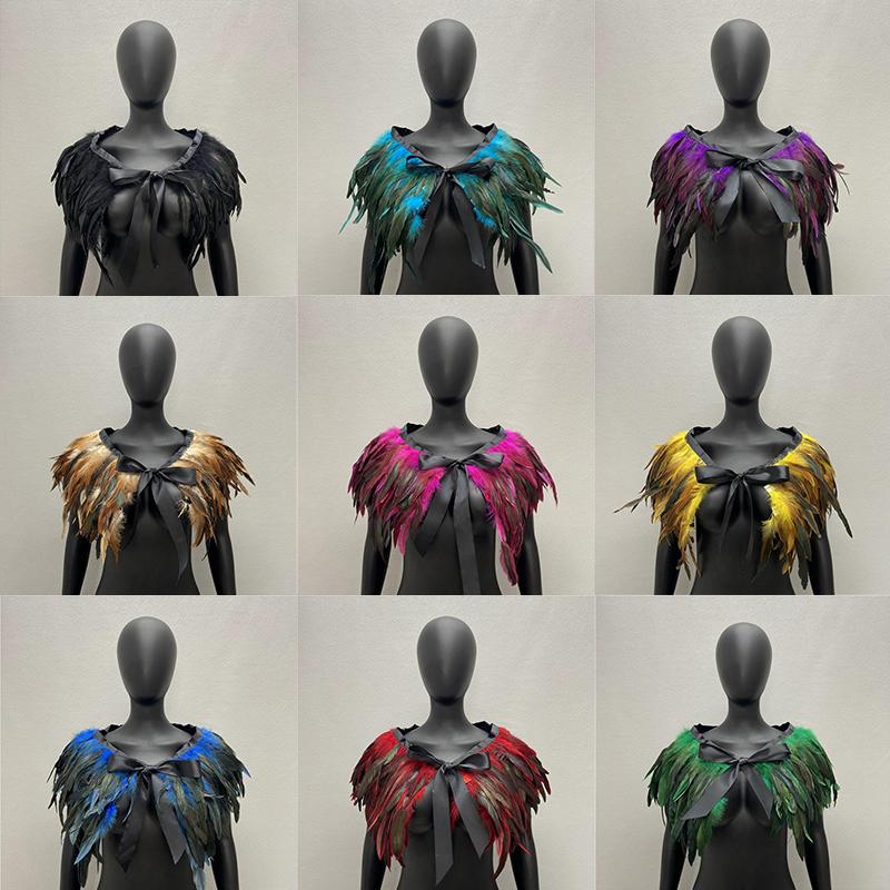 Сексуальные панк-готические роскошные шарфы с перьями, накидка с искусственным воротником, готическая шаль с перьями