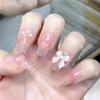 10pcs/set Hand-made Wearable Nails Short Blush Bow Nail Stickers Removable