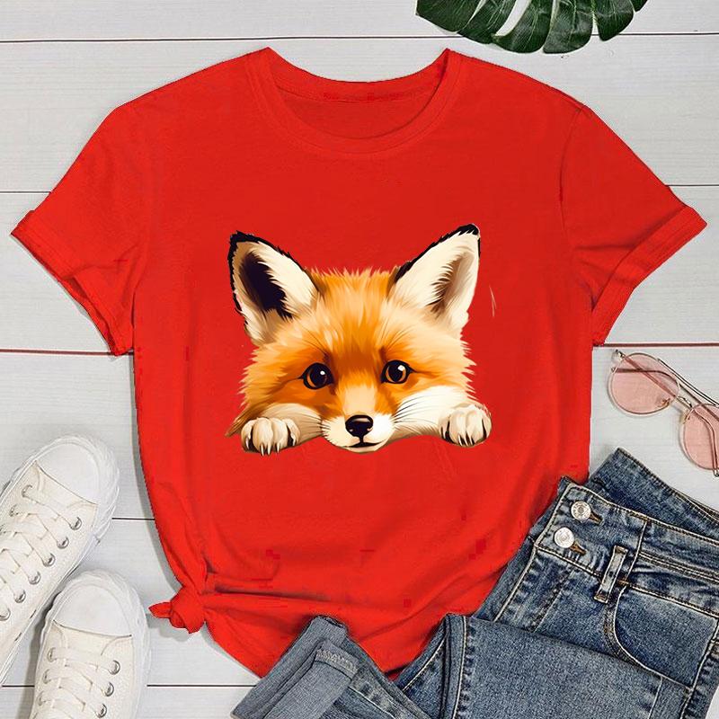 (Премиум-футболка)Новая модная футболка с графическим принтом лисы, модная повседневная футболка с коротким рукавом