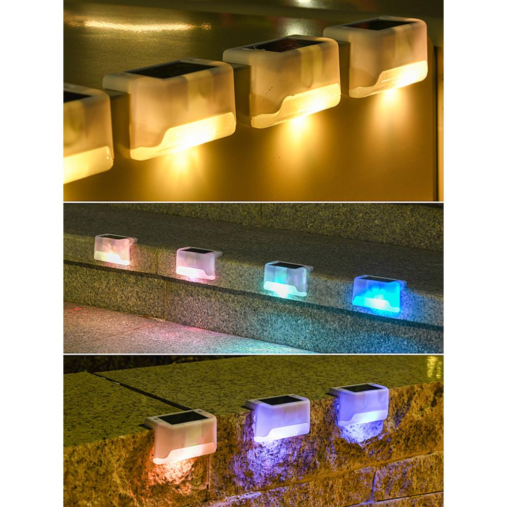 Солнечные фонари Ступеньки Освещение для забора Перила Освещение Лестничные фонари Уличные светодиодные ступенчатые светильники Украшение сада Настенные светильники