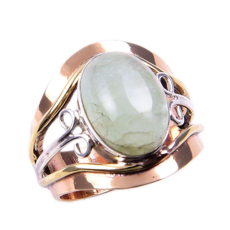 Кольцо из натурального аквамаринового халцедона, двухцветное, из чистого серебра 925 пробы, размер 5,5, США, t6O06