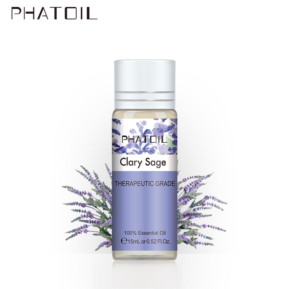 PHATOIL 5 мл/10 мл/15 мл/30 мл/100 мл чистое эфирное масло шалфея мускатного для спа-массажа, ухода за кожей, повышения иммунитета, улучшения сна, увлажнитель воздуха