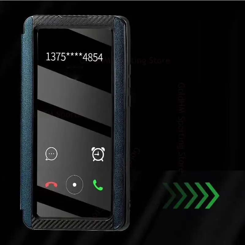 Phone Cases For ZTE Axon 41 Ultra 5G View Windows Tempered Glass Film Leather Phone Case For Zte Axon 40 Ultra 30 Pro Capa Flip Book Stand Phone Cover