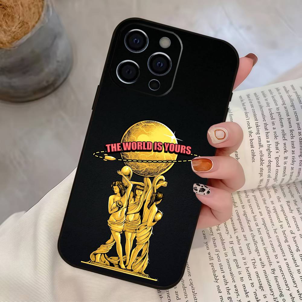 The World Is Yours S-Scarfaces Phone Case For IPhone 17,16,15,14,13,12,11,Plus,Pro,Max,Plus,XS,soft case Black silicone