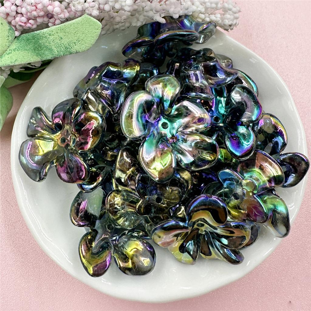Hanmade Transparent DIY Handmade Materials 21.4*23.6mm Fashion Irregular Necklaces Jewelry Marking Acrylic UV Color Big Flower Beads 10pcs