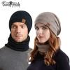 Cross-border Men's and Women's Same Hat Scarf Suit Korean Version Plus Velvet Pullover Cap Outdoor Warm Knitted Wool Cap