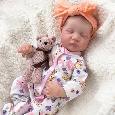Реалистичная 49 см полностью виниловая кукла-реборн с закрытыми глазами, расписанные вручную волосы, куклы для новорожденных для детей, подарок на день рождения, Рождество