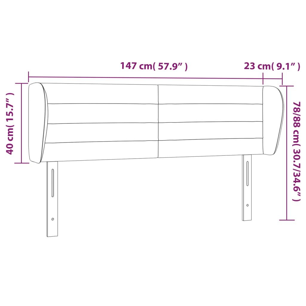 Headboard with Ears Light Grey 147x23x78 88 cm Fabric