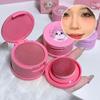 Air Cushion Blusher Powder, Cute Kitten Pink Cheek, with Mini Mirror Matte Waterproof Blush