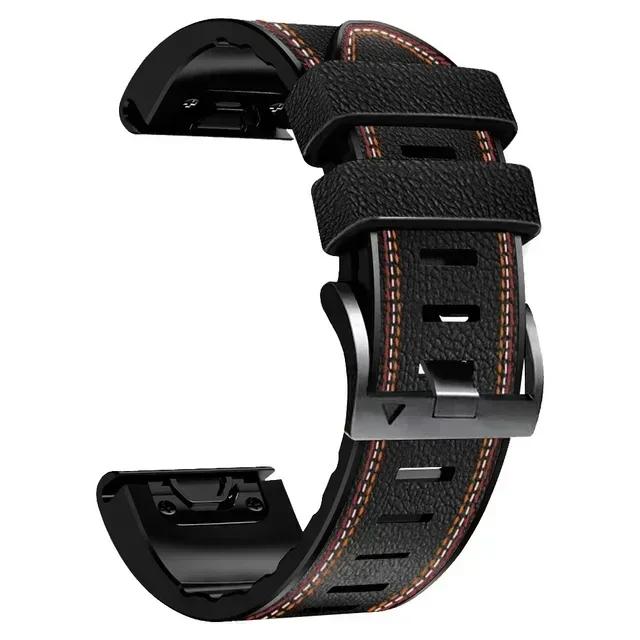 Классический кожаный силиконовый ремешок для Garmin Fenix 7 7X 6 6X Pro 5 5X Plus 3HR 945 ремешок 26 мм 22 мм Tactix Bravo Delta Mk2 ремешок для часов браслет