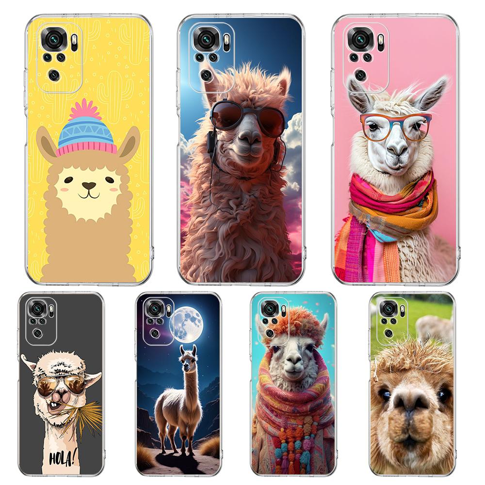 Transparent Phone Case for Redmi 13C 12C 10C Note 13 12 11 11T K40 Gaming Plus Pro 4G 5G Soft TPU Cover Shell Cute Alpaca Donkey