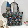 Ethnic Style Retro Print Shoulder Bag Large Capacity Splicing Knitting Tote Hand