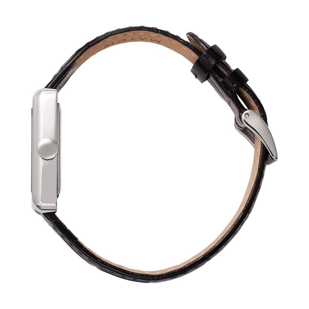 Authorized Distributor Matou Watch Mw004003 Oborozuki Square Silver Black Leather [MATOW] Women's [Tsuki Oborozuki]