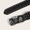 Cool Skull Wide Waistband Y2K Skeleton Fingers Belt Strap Buckle Black Rivet Belt  Couple