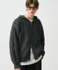TRILLION Washable Aran Cable Hooded Zip-Up Knit (Charcoal)