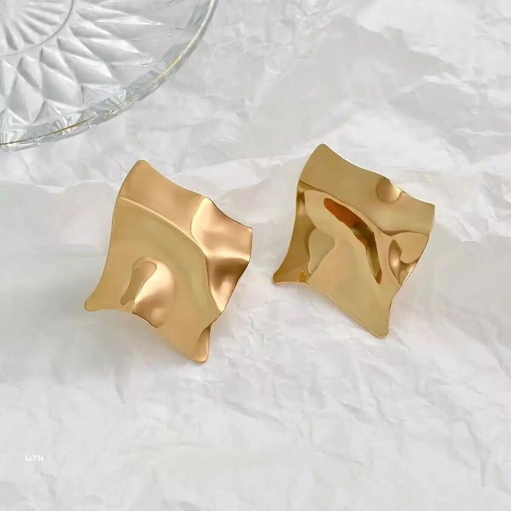 Ретро минималистичные большие металлические серьги с цветами, новые преувеличенные серьги-гвоздики неправильной формы, модные серьги для женщин, ювелирные изделия, подарки для девочек