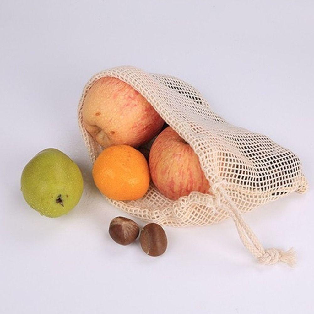 Reusable Cotton Mesh Bag Light Weight Drawstring Bag New Mesh Shopping Bag