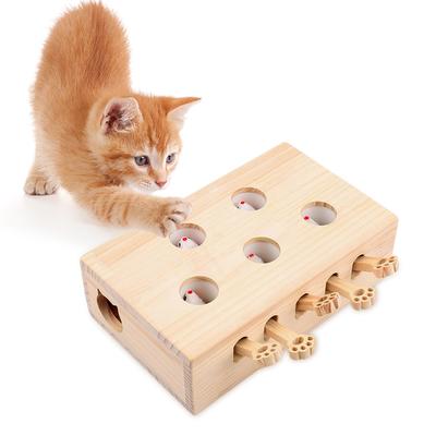 Деревянная игра «Ударь крота» для кошек, игрушка-пазл для кошек, интерактивная игрушка для кошек для домашних кошек, котенка