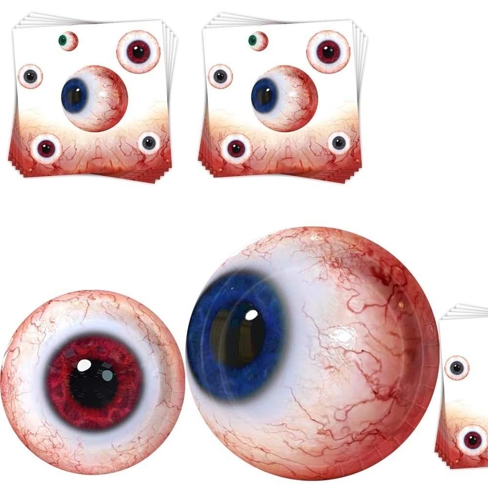Plates Eyeballs Disposable Tableware Napkin Halloween Party Dinnerware Party Accessories