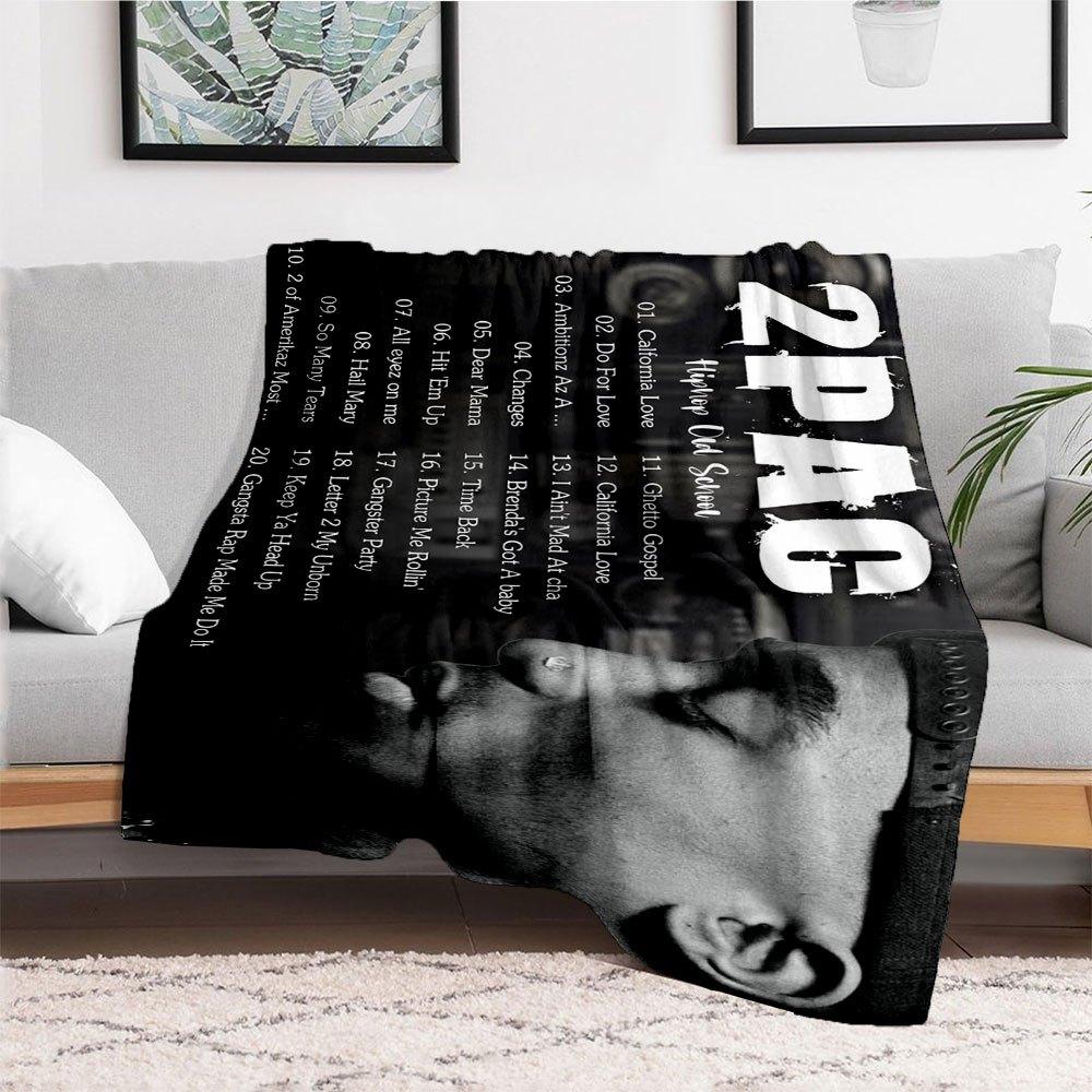 "2Pac: The Greatest Hits Collection"Blanket Flannel Throw Blanket for Sofa, Bed, Travel, Camping, Office, Couch, Chair, And Bed Gift for Chr