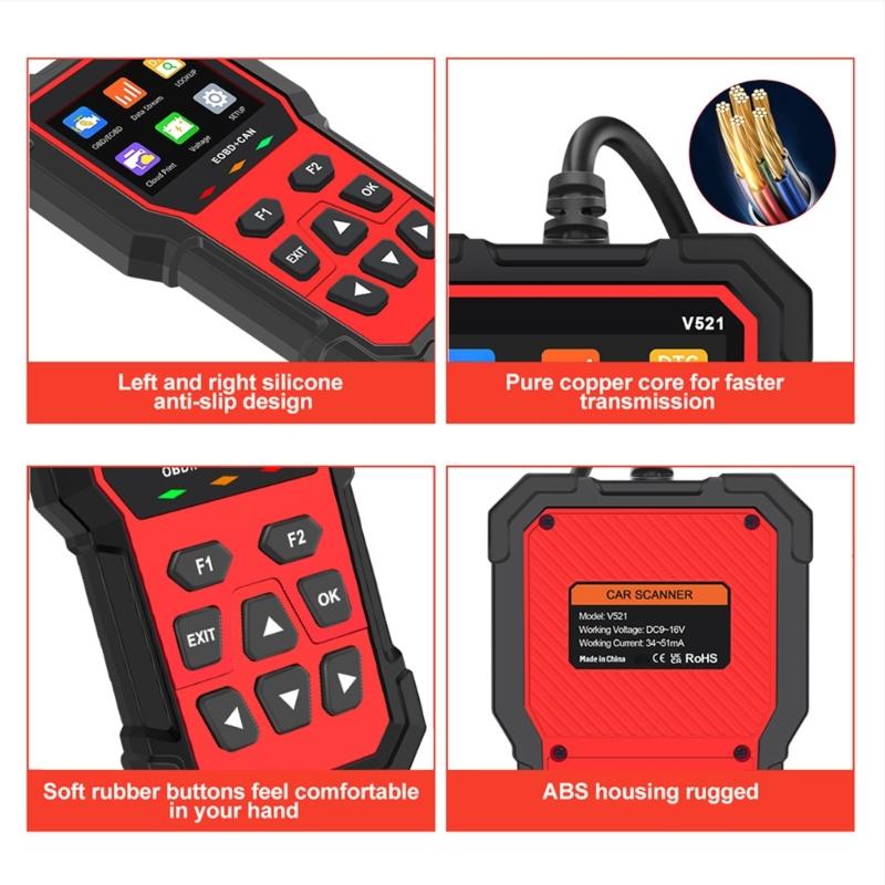 Многофункциональный OBD-сканер-тестер V521 для диагностики автомобилей, подходит для чтения кодов неисправностей двигателя, быстрого обнаружения ошибок