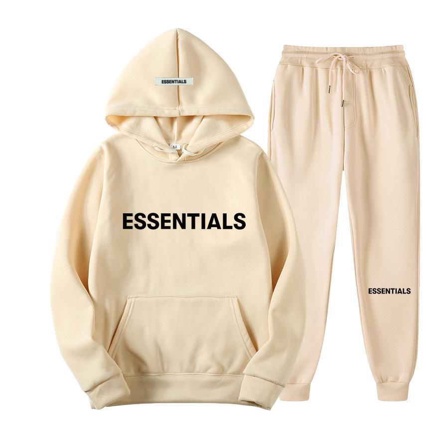 Набор унисекс-худи 2024 Fear of God Essentials - Двойная строчка, Стиль High Street для Осени/Зимы