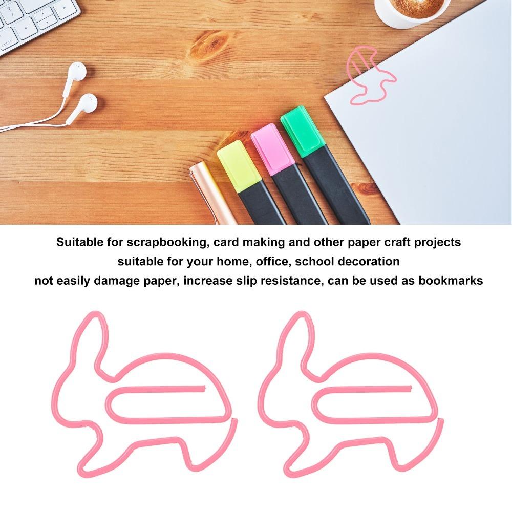 100Pcs Creative Rabbit Shaped Paper Clip Rabbit Shaped Cute Paper Clips  File Organization
