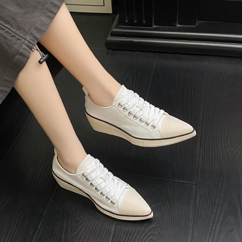 2026 Women Platform Sneakers Shoe Pointed Toe Wedge Fashion Casual Shoes Women Antislip Laceup Everyday Female Shoes