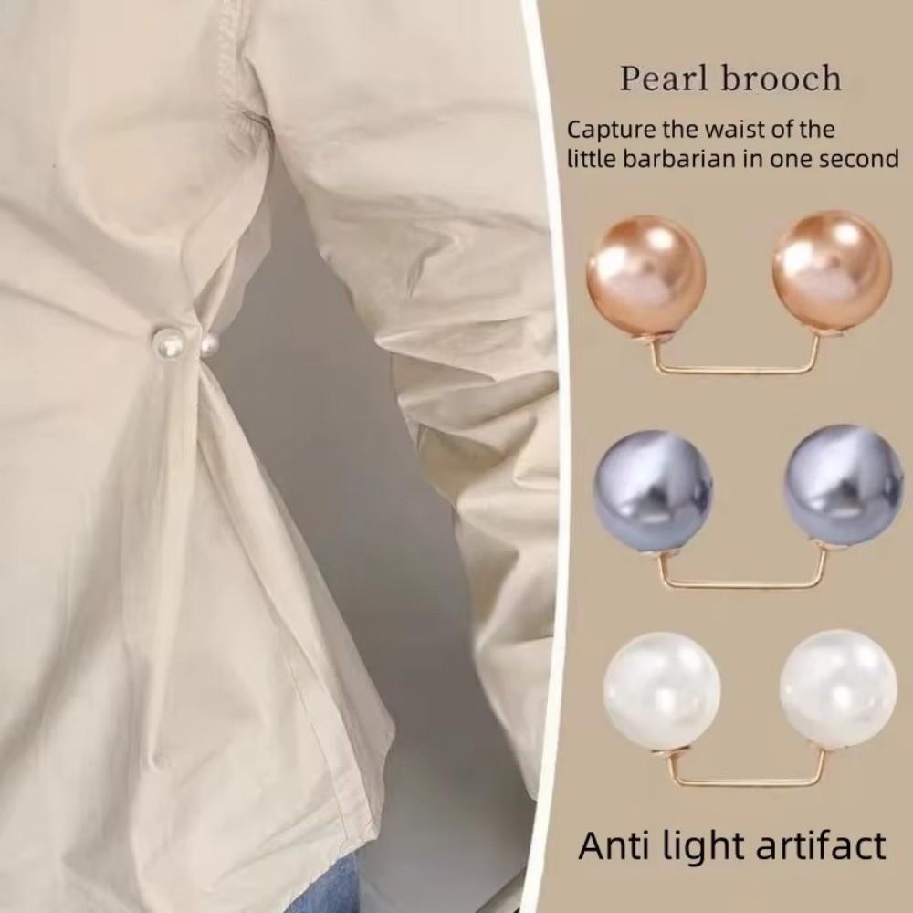 3/6/8PCS Non-Slip Pearl Brooch Double Head Pin Waist Fastening Pins New Brooches  Scarf Fastening