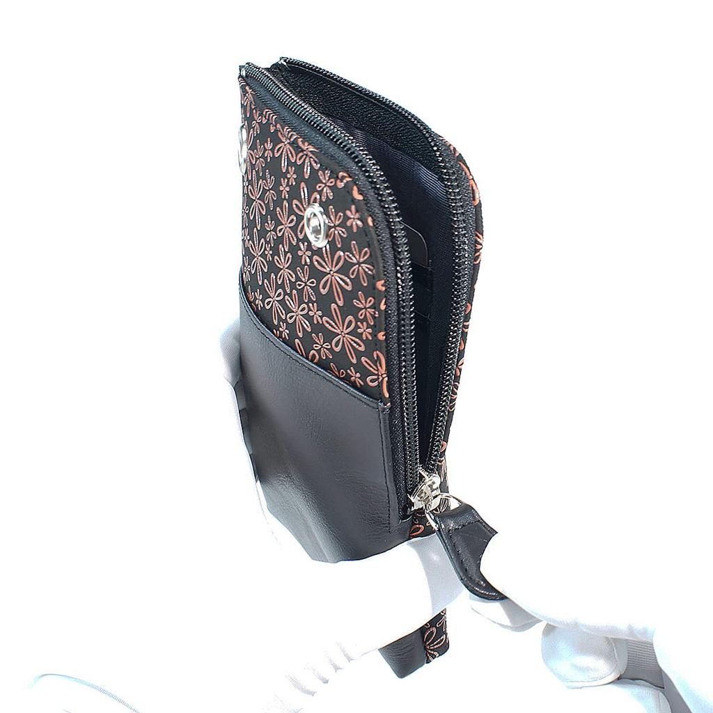 Чехол для смартфона Indenya Inden Sacoche из оленьей кожи черного и розового цвета с рисунком снежной травы 5027-51-160