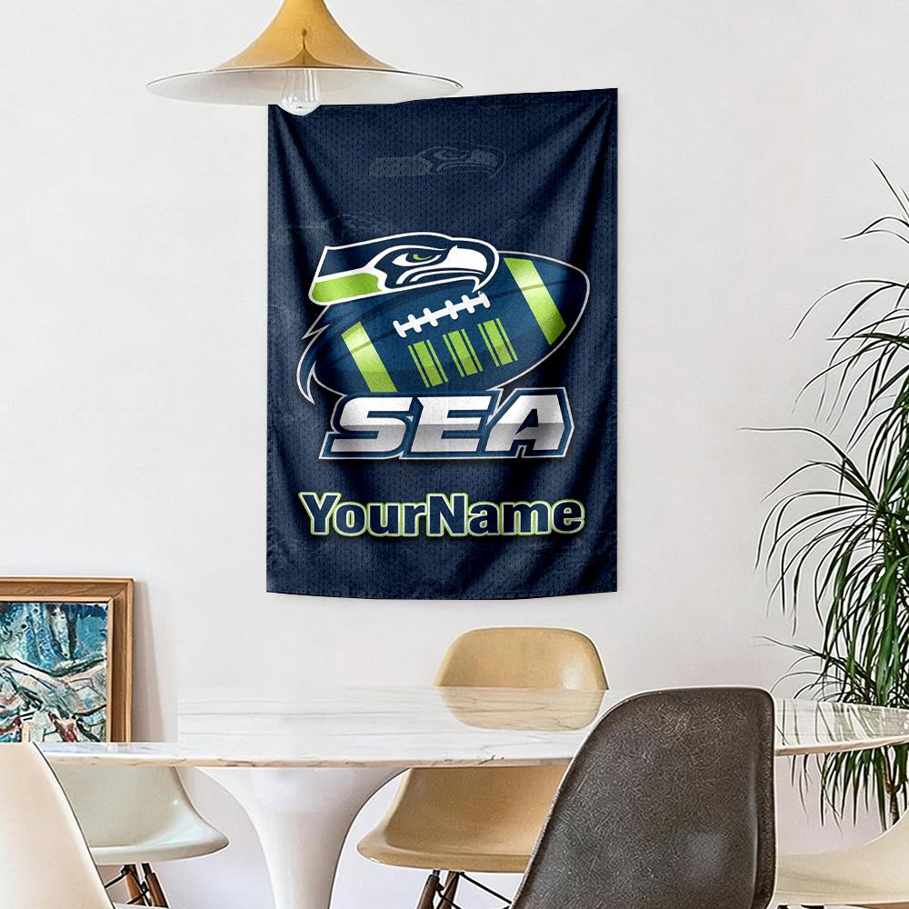 Seattle Seahawks Custom Your Name Wall Decor Tapestry Art For Pet Memorial Birthdaywedding Party Backdrop Family Gift
