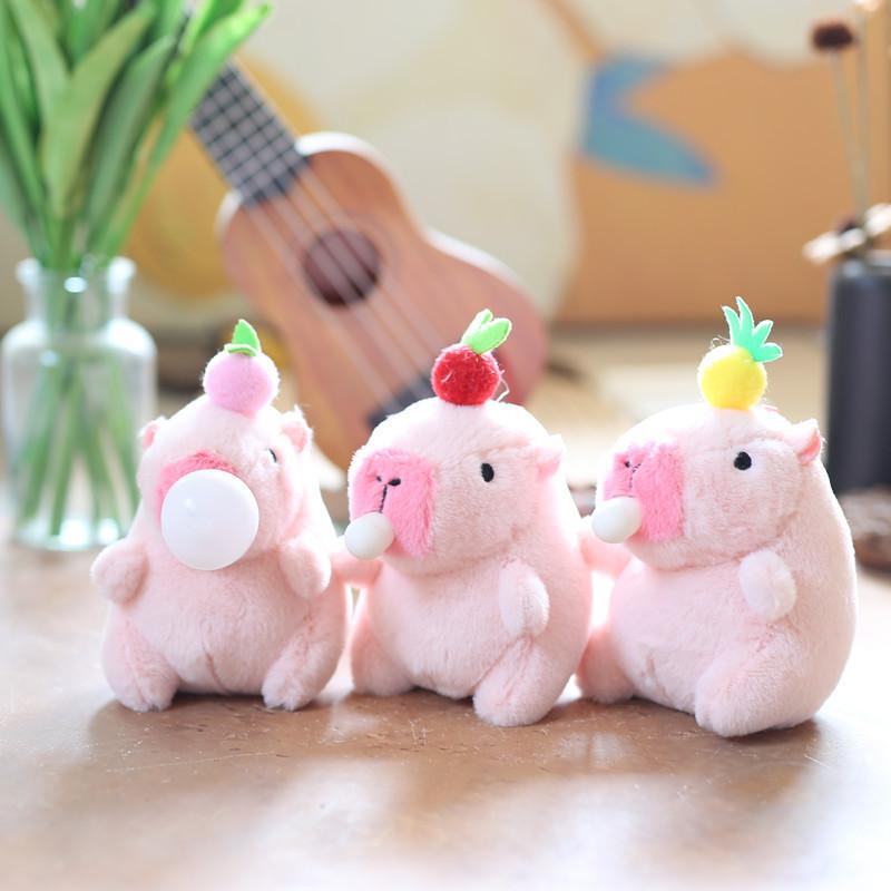Очаровательный милый плюшевый брелок-капибара, пускающий пузыри, мягкая набивная игрушка желтого, красного, розового цвета