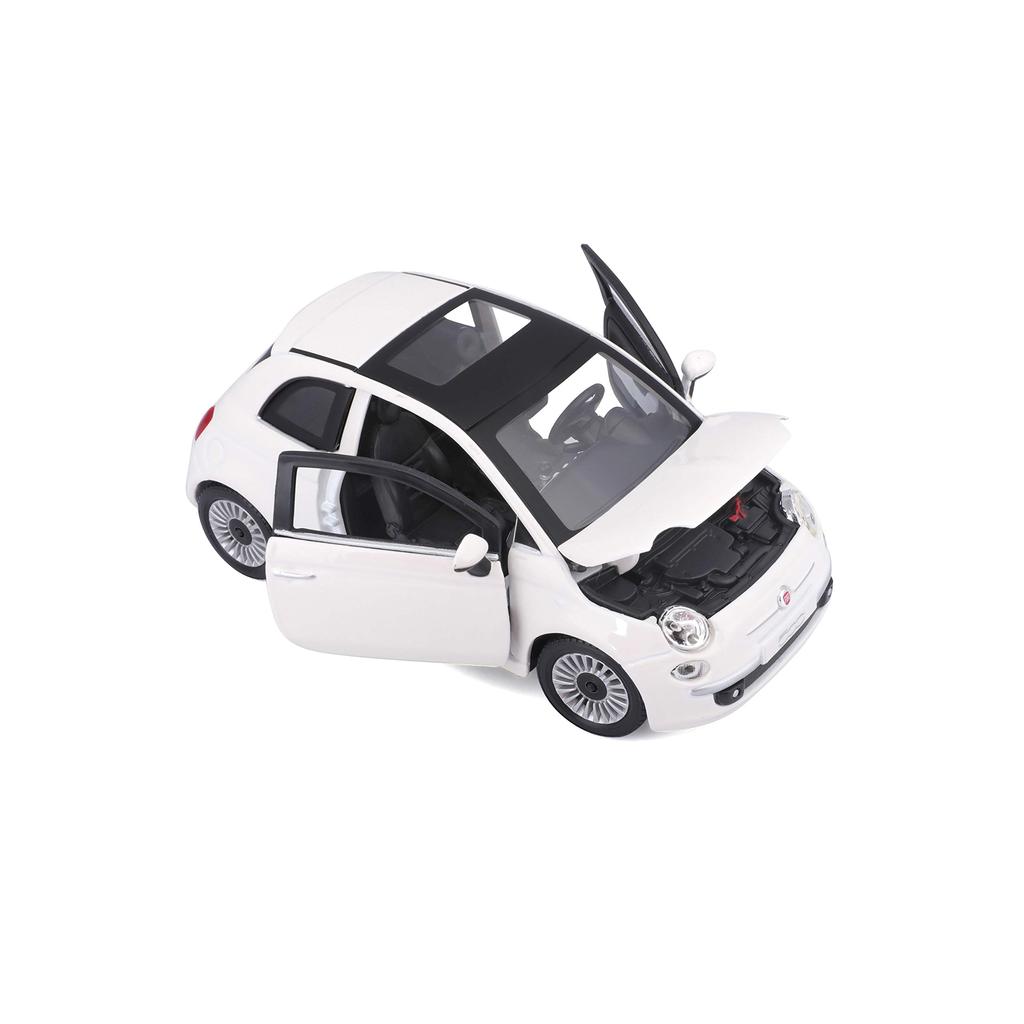Bburago 1/24 Scale Fiat 500 2007 White / Diecast Model Car, Finished Product, 18-22106 [Parallel Import]