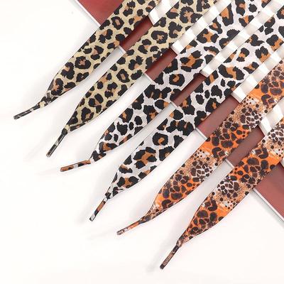 Персонализированные атласные шнурки с леопардовым принтом 2 см - Широкие плоские шнурки для белых кроссовок