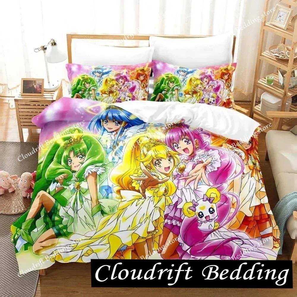 Новые 3D Аниме Каваи Девочки Улыбка PreCure! Комплект постельного белья односпальный двуспальный двуспальный двуспальный комплект для взрослых и детей спальня пододеяльник наборы