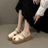 Baotou Slippers Women's 2025 New Summer Pearl Belt Thick Bottom Heightening Design Sense Hollow One Pedal Lazy Sandals