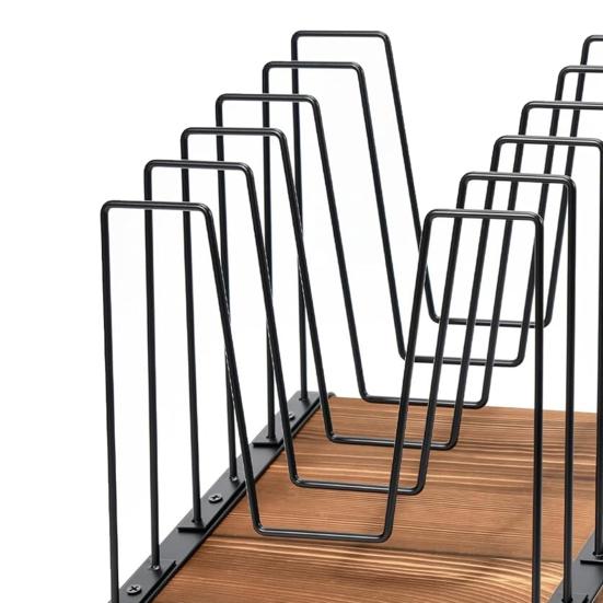 Наклонный органайзер для файлов на стол, 5 отделений, вертикальный держатель для папок, подставка для офиса, класса, домашнего рабочего места, металлический сортировщик файлов на деревянной подставке